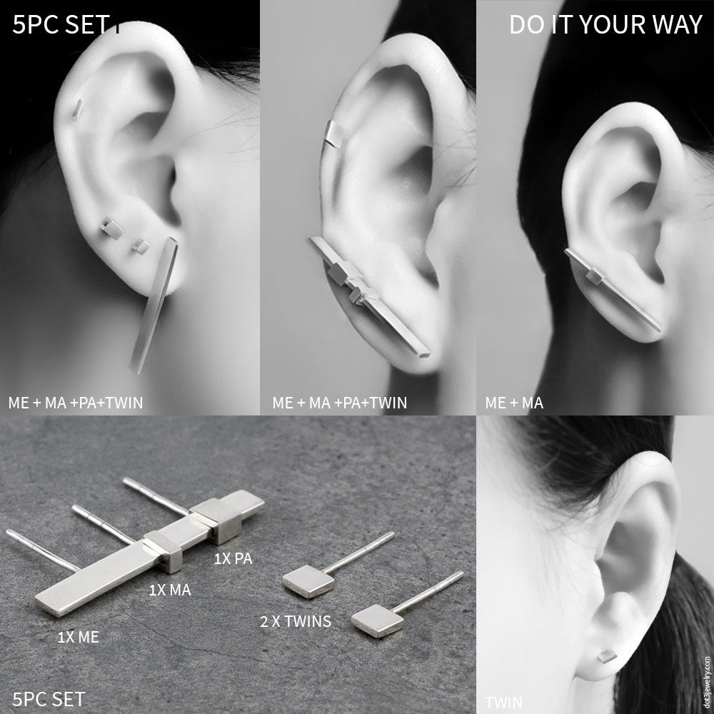 .305 MY EASY GOING FAMILY | TRIPLE EARRINGS | 3/5 pc Set